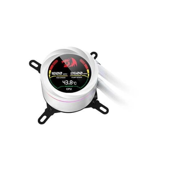 REDRAGON CCW-1017 White 360 CPU Liquid Cooler With Temperature Display 3x 12cm ARGB Fans