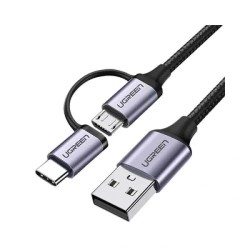 Ugreen US177 1 Meter USB To Micro USB & Type-C Cable #30875